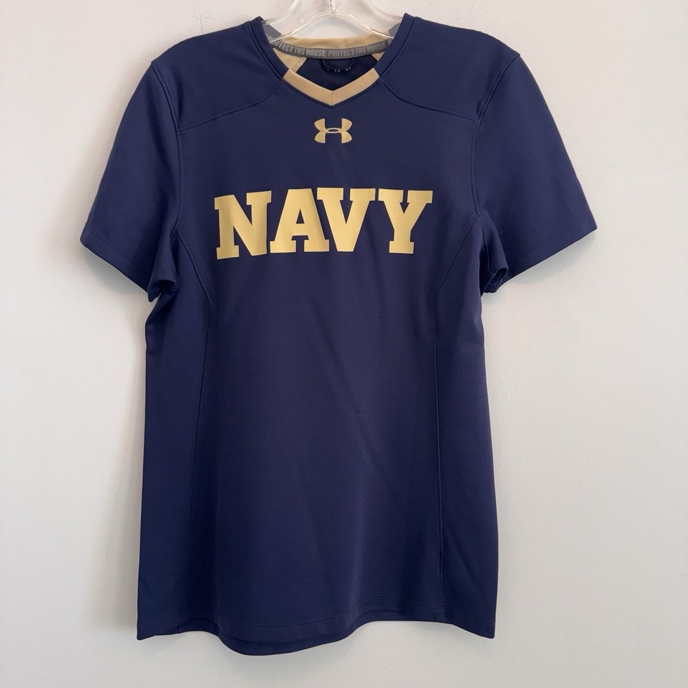 Under Armour Navy Midshipmen NCAA HeatGear Performance Shirt Men's Small